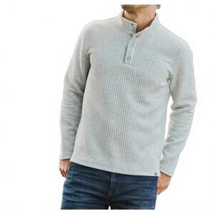 NEW FLAGS & ANTHEM silverton quilted 1/4 snap sweater in light grey heather